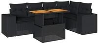 vidaXL Gartenlounge-Set 6-tlg. Garten-Sofagarnitur mit Kissen Schwarz Poly...