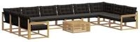 vidaXL Gartenlounge-Set Outdoor-Sofagarnitur mit Kissen 11 pcs Wei&szlig; und...
