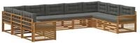 vidaXL Gartenlounge-Set Outdoor-Sofagarnitur mit Kissen 9 pcs Natur und...