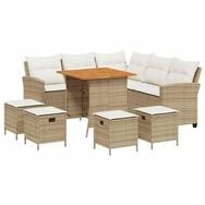 vidaXL Gartenlounge-Set 6-tlg. Garten-Sofagarnitur mit Kissen L-Form Beige Poly