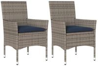 vidaXL Gartenstuhl Gartenst&uuml;hle mit Kissen 2 Stk. Grau Poly Rattan (2 St)