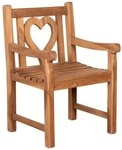 MR.DEKO Gartenstuhl Herz Gartensessel Teak-Holz, stabil und mit viel Liebe,