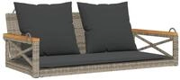 vidaXL Gartenbank H&auml;ngebank mit Kissen Grau 109x62x40 cm Poly Rattan (1-St)