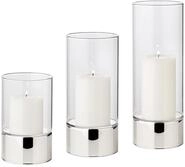 EDZARD Windlicht Granada, 2er-Set, Silber-Optik, H 15/20/25 cm