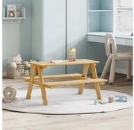 vidaXL Kindertisch, Kindertisch mit B&auml;nken IRUN 90x79,5x50 cm Massivholz