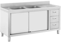 Royal Catering Sp&uuml;lenschrank 160 x 60 x 95 cm Sp&uuml;lenunterschrank 2 Becken je...