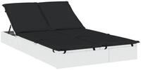 vidaXL Gartenliege Sonnenliege f&uuml;r 2 Personen mit Kissen Wei&szlig; Poly Rattan, 1...