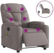 vidaXL Massagesessel, Relaxsessel Elektrisch Taupe Stoff