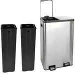 SVITA M&uuml;lltrennsystem, M&uuml;lleimer, 60L, Softclose-Deckel, Pedal, Edelstahl