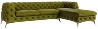 S-Style M&ouml;bel Ecksofa Ashley mit Ottomane, Chesterfield mit Goldenen Metall...