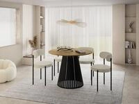 WFL GROUP Esstisch Naro Black ausziehbar rund mit schwarzen Lamellen,...