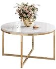 Lookway Couchtisch CIRI-X runder Tisch mit goldfarbenem Chromgestell (1 Tisch),