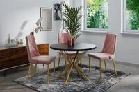 WFL GROUP Esstisch Flora ausziehbar rund industrial mit goldenen Metallbeinen...