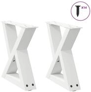 vidaXL Couchtisch, Couchtischbeine 2 Stk. Wei&szlig; 40x(30-31,3) cm Stahl