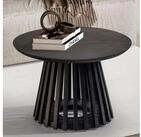 FINEBUY Couchtisch FB98651 Massivholz rund &Oslash;60cm Schwarz Wohnzimmertisch