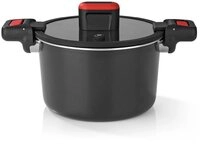 GOURMETmaxx Schnellkochtopf Energiespartopf Aluminium 5,8l schwarz/rot, (2-tlg)