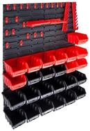 vidaXL Werkzeugbox 29-tlg. Sichtlagerkasten-Set mit Wandhalterung Rot und...
