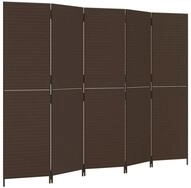 vidaXL Paravent, Raumteiler 5-tlg. Braun Poly Rattan