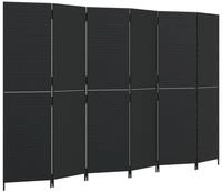 vidaXL Paravent, Raumteiler 6-tlg. Schwarz Poly Rattan