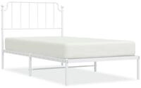 vidaXL Bettgestell, Bettrahmen mit Kopfteil Metall Wei&szlig; 100x200 cm