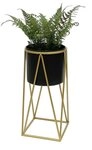 DanDiBo Blumenhocker mit Topf Metall Gold Schwarz Blumenst&auml;nder Blumens&auml;ule