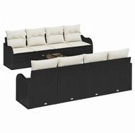 vidaXL Loungesofa Gartensofa-set mit Kissen mit Speicher 9 pcs Schwarz und...