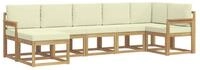 vidaXL Gartenlounge-Set Outdoor-Sofagarnitur mit Kissen 7 pcs Wei&szlig; und Creme