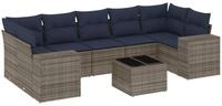 vidaXL Sofaelement 8-teiliges Gartensofa-Set mit Kissen, grau, Polyrattan (1 St)