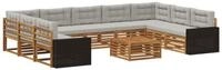 vidaXL Gartenlounge-Set Outdoor-Sofagarnitur mit Kissen 10 pcs Nat&uuml;rlich und