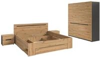 xonox.home Schlafzimmer-Set Canu, (3tlg. Set inkl. Nachtkommoden, Bett 180X200),