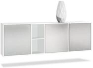Vladon Sideboard Cuba (Kommode, mit 3 T&uuml;ren und 2 offene F&auml;cher), Wei&szlig;