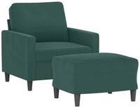 vidaXL Sofa Sessel mit Hocker Dunkelgr&uuml;n 60 cm Samt