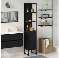 vidaXL Waschtisch, Badezimmerschrank Schwarz Eichen-Optik 33 x 33 x 185,5 cm