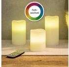 Haushalt International LED-Kerze, 3er Set - Mit Fernbedienung - Farbwechselnd