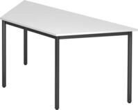 HAMMERBACHER Konferenztisch Trapeztisch Rundfu&szlig; 160x69cm Wei&szlig;/Schwarz