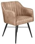 Massivmoebel24 Polsterstuhl IRON LABEL (beige Echtleder (B&uuml;ffel) Eisen), 54 x...