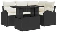 vidaXL Loungesofa Gartensofa-set mit Kissen mit Kissen 5 pcs Schwarz Poly...
