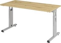 HAMMERBACHER Schreibtisch Schreibtisch C-Fu&szlig; 140x67cm Asteiche/Silber