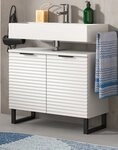 Inn.Furn Waschbeckenunterschrank Roove (in wei&szlig; mit Wellen, 2-t&uuml;rig, 70 cm)...