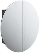 vidaXL Waschbeckenunterschrank Badezimmerschrank mit Rundem Spiegel & LED...