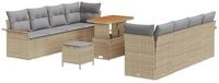vidaXL Gartenlounge-Set Gartensofa-set mit Kissen 11 pcs Beige Poly-Rattan,...