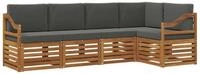 vidaXL Gartenlounge-Set Ecksofa Set 5 pcs Natur und Anthrazit Massivholz,...