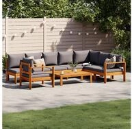 vidaXL Gartensofa, 6-tlg. Garten-Sofagarnitur mit Kissen Massivholz Akazie