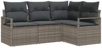 vidaXL Loungesofa Sofa Set mit Kissen mit Speicher 4 pcs Grau Poly-Rattan, 4...