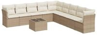 vidaXL Gartenlounge-Set 10-tlg. Garten-Sofagarnitur mit Kissen Beige Poly...