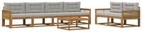 vidaXL Gartenlounge-Set Outdoor-Sofagarnitur 7 pcs Natur und Hellgrau, (7-tlg)
