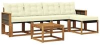 vidaXL Gartenlounge-Set Outdoor-Sofagarnitur mit Kissen 6 pcs Natur und Creme,