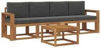 vidaXL Gartenlounge-Set Outdoor-Sofagarnitur mit Kissen 5 pcs Natur und...