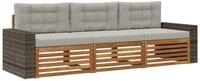 vidaXL Gartenlounge-Set Outdoor-Sofagarnitur 3 pcs Nat&uuml;rlich und Hellgrau...