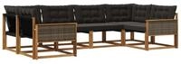 vidaXL Gartenlounge-Set Outdoor-Sofagarnitur mit Kissen 6 pcs Nat&uuml;rlich und...